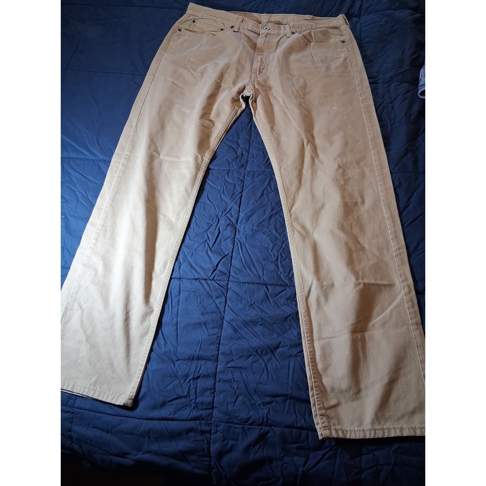 Levi Strauss 505 Jeans Men's 38x34 Khaki Regular Fit White Tab 5‑Pocket